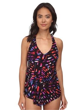 Magicsuit Kaleidescope Print Racerback Tankini Swim Top Size 10